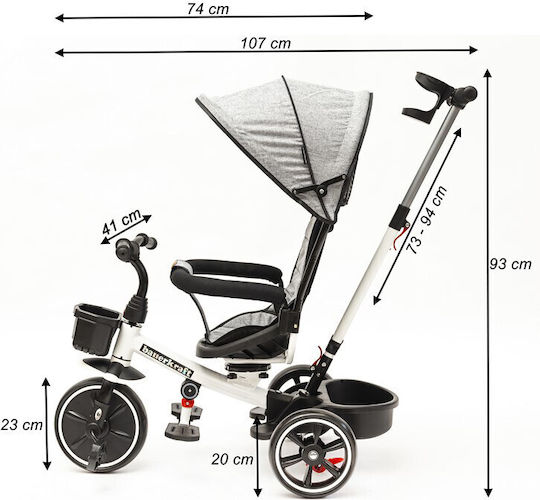 Ecotoys С Ръкохватка За Родител За 1-3 Години Сив