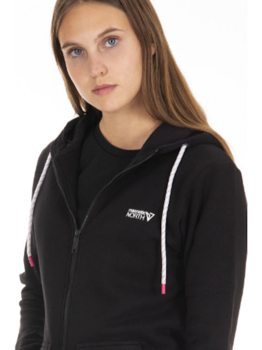 Long Women's Sweatshirt Jacket Hooded Black
