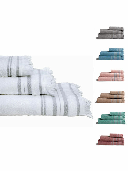 Melinen 3pc Bath Towel Set Yoga Beige Weight 450gr/m²