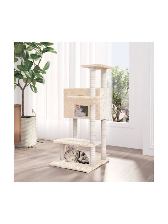 vidaXL Cat Scratching Post Cat Tree In Beige Colour 61x61x108.5 cm