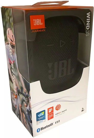 JBL Wind 3S Αδιάβροχο Ηχείο Bluetooth 5W με Διάρκεια Μπαταρίας έως 5 ώρες Μαύρο