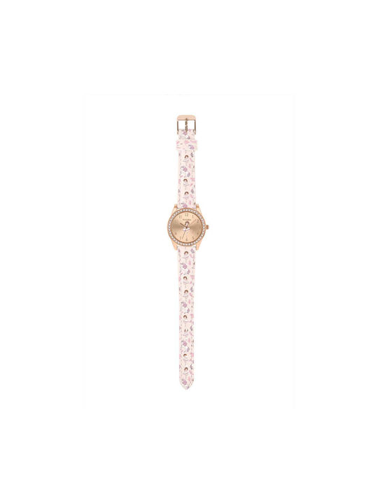 Tikkers Kids Analog Watch with Leather Strap Pink