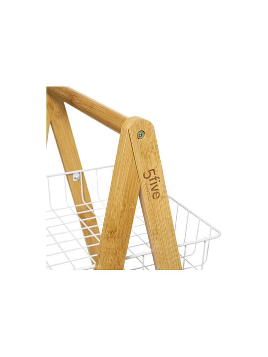 5Five Τρόλεϊ Κουζίνας Ξύλινο 3 Θέσεων Λευκό 55x35.5x54.5cm
