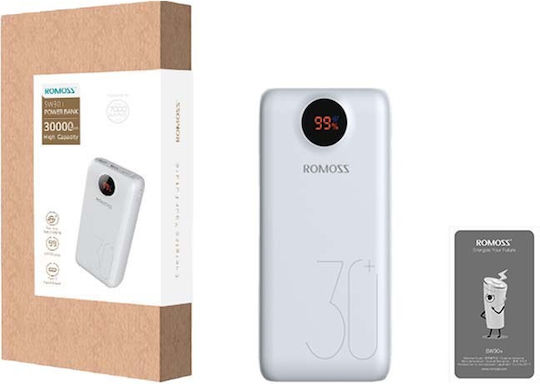 Romoss SW30 Power Bank 26800mAh 18W with 2 USB-A Ports and USB-C Port Power Delivery / Quick Charge 3.0 White