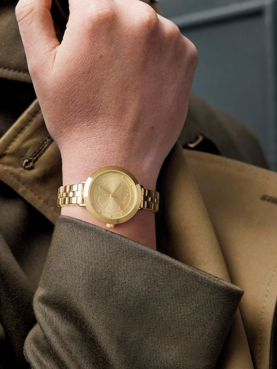 Ted Baker Ammy Magnolia Γυναικείο Ρολόι 34mm Μπαταρίας με Χρυσό Μεταλλικό Μπρασελέ