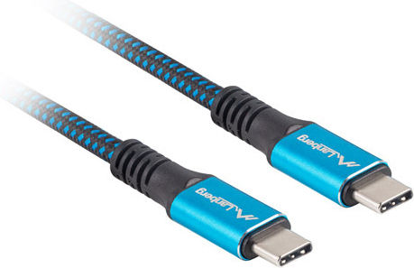 Lanberg Braided USB 4 Video Cable USB-C Male - USB-C 100W PD Blue 0.5m CA-CMCM-45CU-0005-BK
