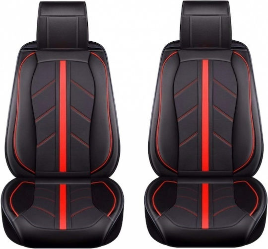 Waterproof Car Seat Covers Set 9 Pieces Leatherette Red / Black