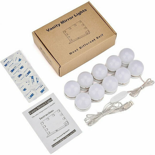 USB Vanity Mirror LED Light Warm to Cool White