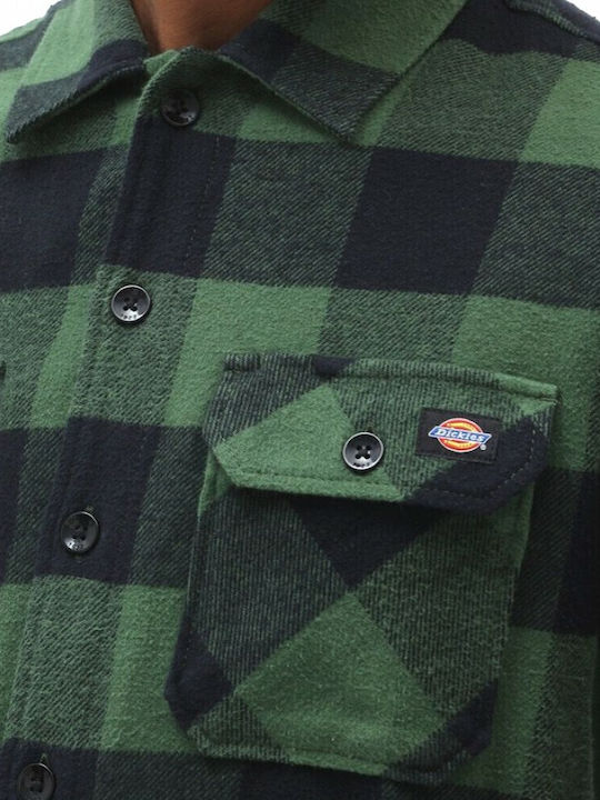 Sacramento Long-sleeved Flannel Shirt Checked Pine Green