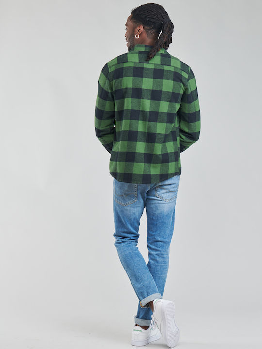 Sacramento Long-sleeved Flannel Shirt Checked Pine Green