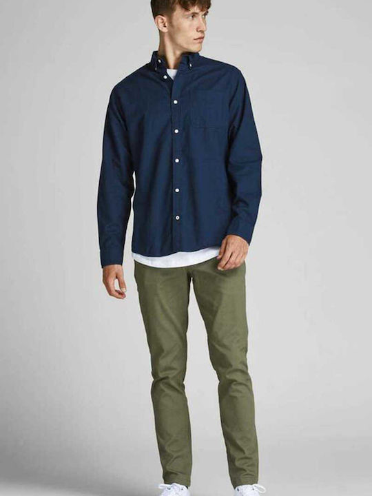 Long-sleeved Cotton Shirt Navy Blue