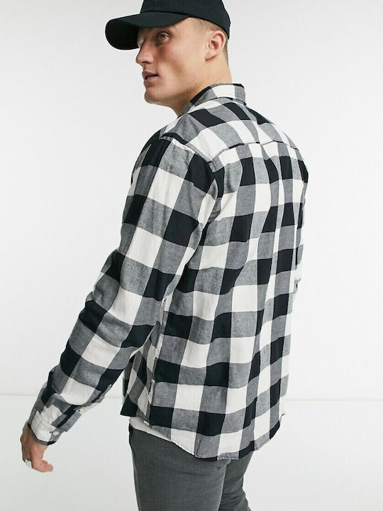 Long-sleeved Cotton Shirt Checked Whisper White