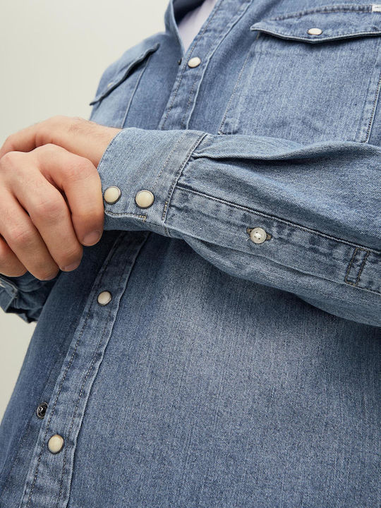 Long-sleeved Denim Shirt Medium Blue Denim