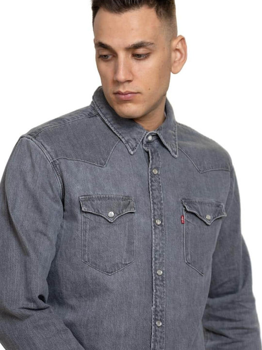 Barstow Western Standard Men's Shirt Long Sleeve Denim Gray