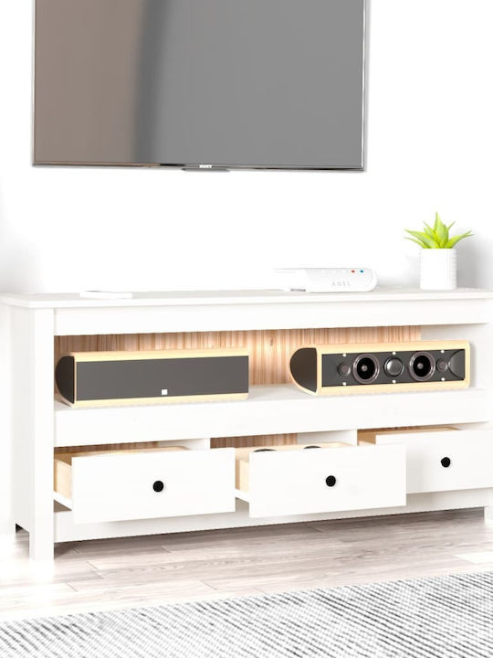 TV-Ständer aus Massivholz Weiß M114xT35xH52cm