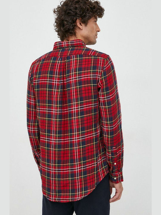 Ralph Lauren Men's Shirt Long Sleeve Checked Red