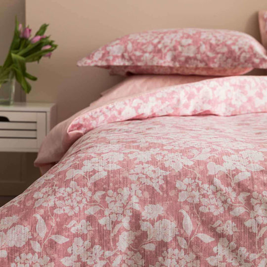 Vesta Home Vesta Home Duvet Cover Set Sanel Cotton Satin 260x240cm King Size with 2 Pillowcases 2 Pink Wine