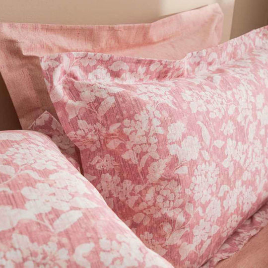 Vesta Home Vesta Home Duvet Cover Set Sanel Cotton Satin 260x240cm King Size with 2 Pillowcases 2 Pink Wine