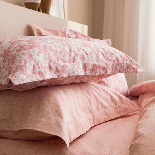 Vesta Home Vesta Home Duvet Cover Set Sanel Cotton Satin 260x240cm King Size with 2 Pillowcases 2 Pink Wine