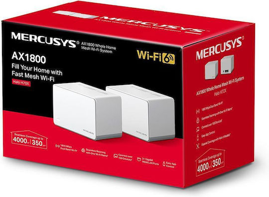 Mercusys Halo H70X v1 WiFi Mesh Network Access Point Wi‑Fi 6 Dual Band (2.4 & 5GHz) in Double Kit