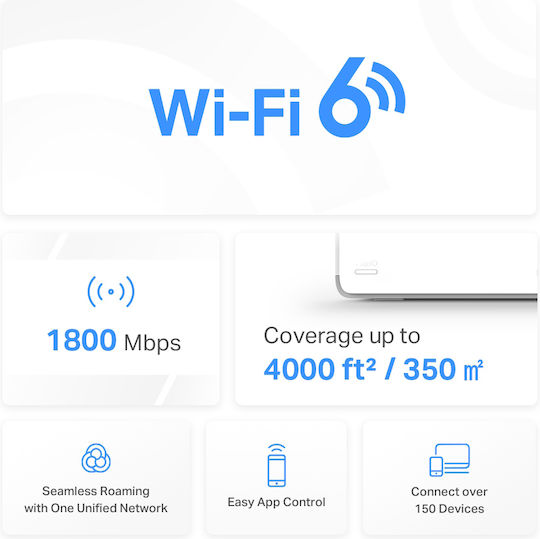 Mercusys Halo H70X v1 WiFi Mesh Network Access Point Wi‑Fi 6 Dual Band (2.4 & 5GHz) in Double Kit
