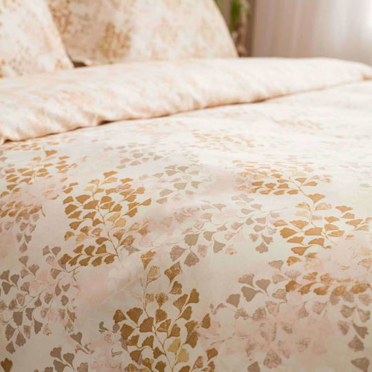 Vesta Home Duvet Cover Set Cotton Satin Single with Pillowcase 170x240 Lydia 2 Brown / Beige