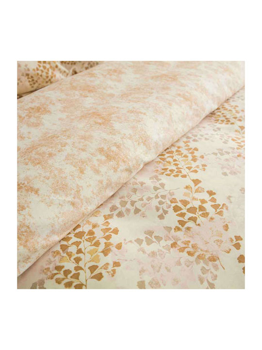 Vesta Home Bettbezug-Set Baumwollsatin Einzelbett mit Kissenbezug 170x240 Lydia 2 Brown / Beige