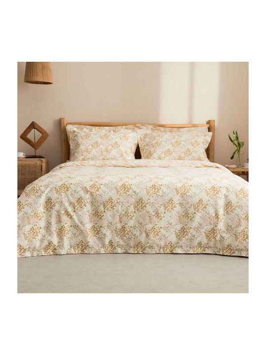 Vesta Home Bettbezug-Set Baumwollsatin Einzelbett mit Kissenbezug 170x240 Lydia 2 Brown / Beige