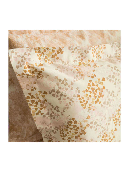 Vesta Home Bettbezug-Set Baumwollsatin Einzelbett mit Kissenbezug 170x240 Lydia 2 Brown / Beige
