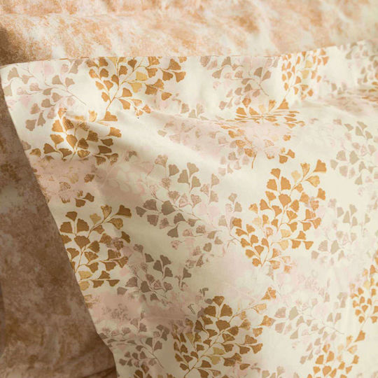 Vesta Home Duvet Cover Set Cotton Satin Single with Pillowcase 170x240 Lydia 2 Brown / Beige