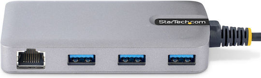 StarTech 3-Port USB 3.0 Hub with USB-A Connection Ethernet Gray