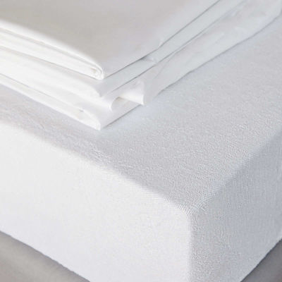 Melinen Semi-Double Terry Mattress Cover Fitted White 120x200+30cm