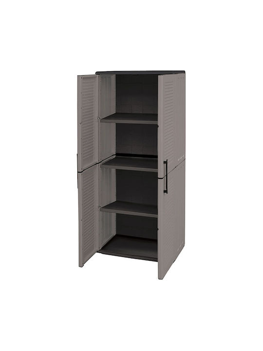 Double Door Wardrobe Plastic with 3 Shelves Elephant Grey 68x37x163cm