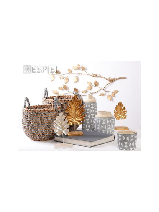 Espiel Set of Decorative Leaves made of Polyresin Silver 2pcs