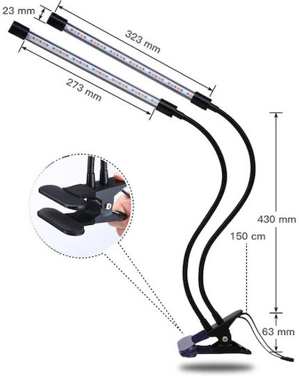 Επιτραπέζιο Grow Light με LED και Ισχύ 12W