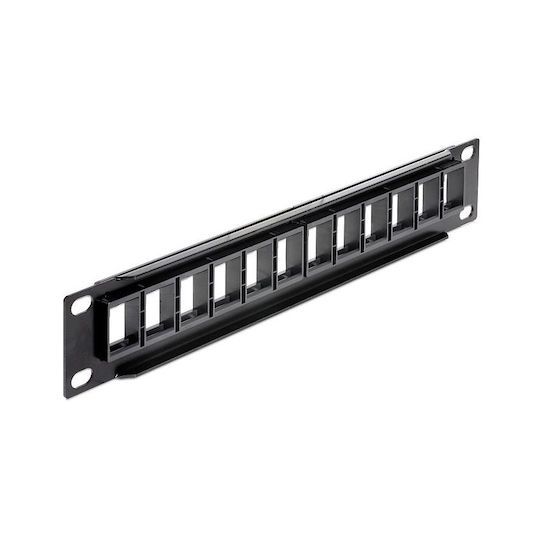 DeLock Patch Panel Keystone για Rack 1U 10" 12 Θυρών Μαύρο