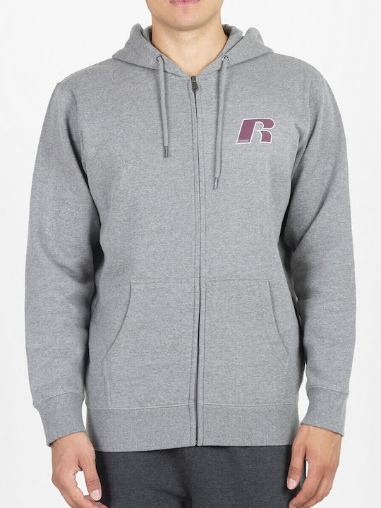 Russell Athletic Men's Sweatshirt Jacket with Hood and Pockets Gray