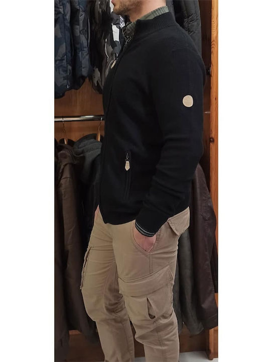 Cardigan Tricotat pentru Bărbați Neagră