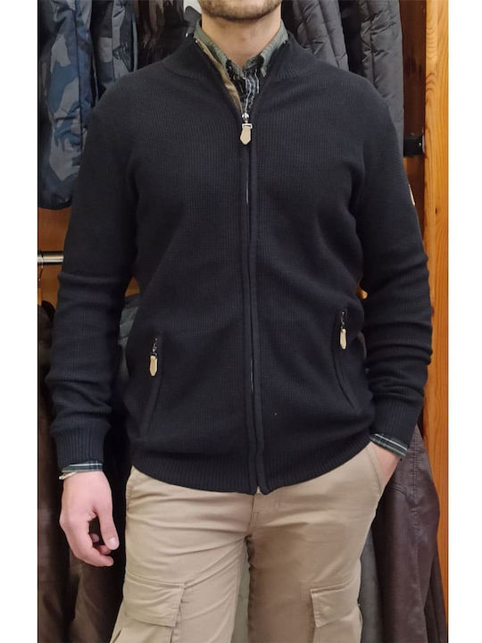 Cardigan Tricotat pentru Bărbați Neagră