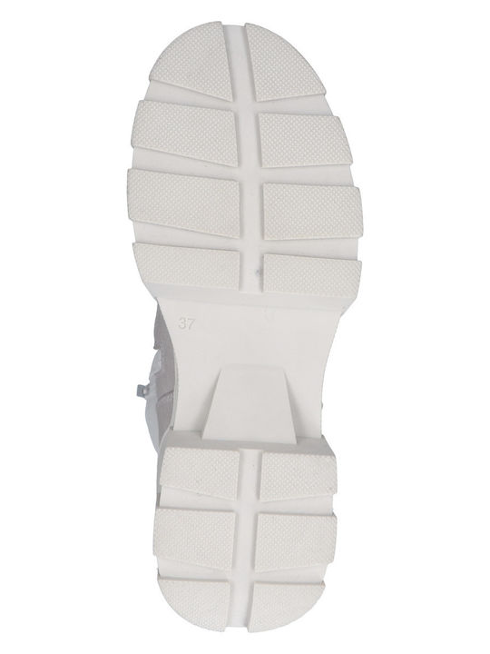 Medium Heel Snow Boots with Fur Beige