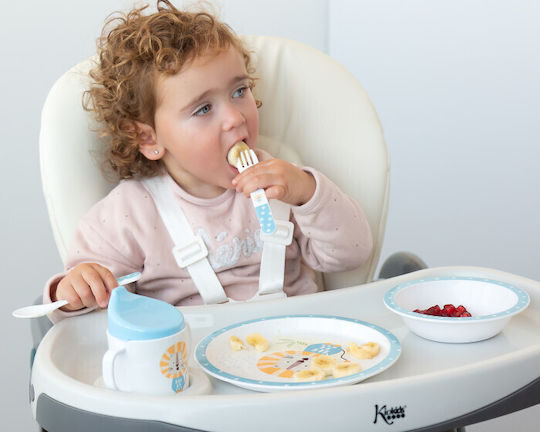 Kiokids Feeding Set Lion made of Melamine Blue 5pcs
