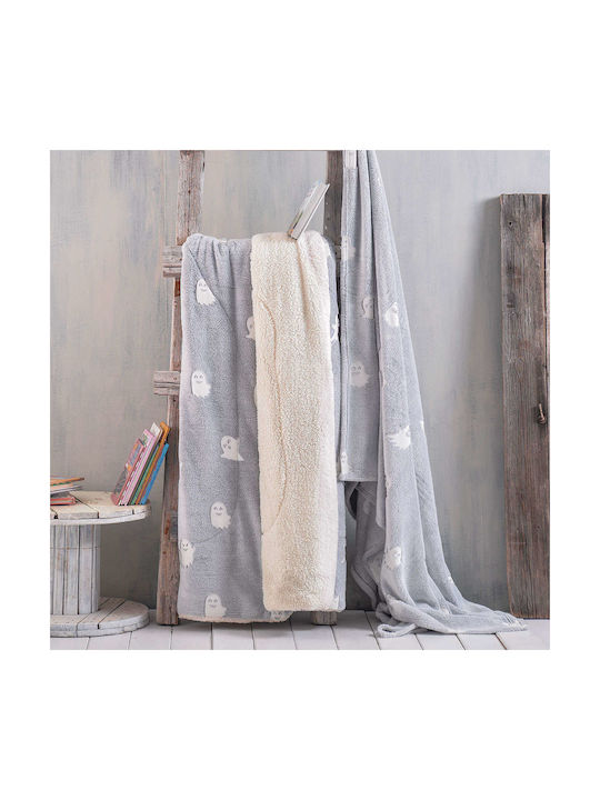 Rythmos Κουβέρτα Fleece Spooggi Φωσφορίζουσα Γκρι 160x220εκ.
