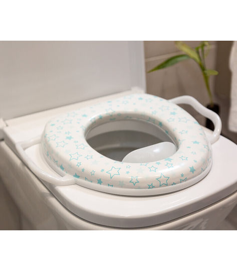 Kiokids Kids Toilet Seat with Handles Stars White