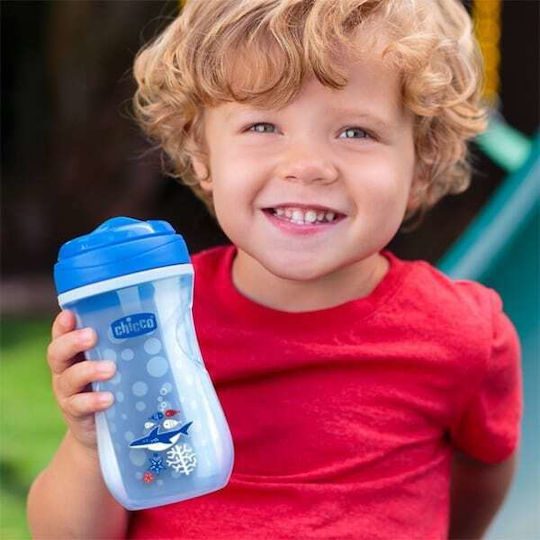 Chicco Παιδικό Ποτηράκι Active από Πλαστικό Μπλε 266ml για 14m+