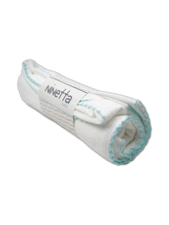 Bunny Bebe Flannel Swaddle Blanket Turquoise xcm