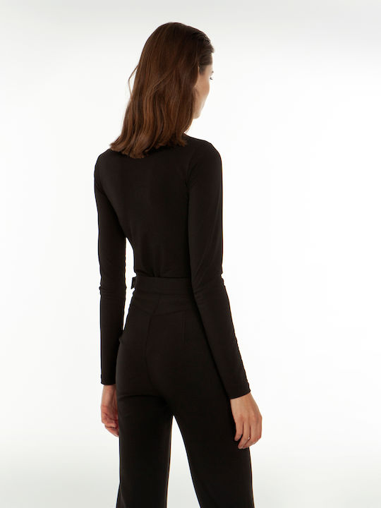 Toi&Moi Long Sleeve Bodysuit with Mesh Black