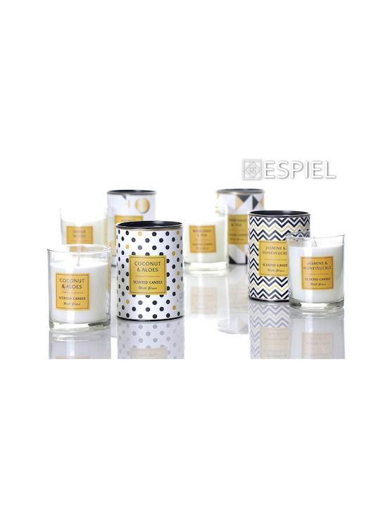 Espiel Scented Candle Jar with Scent Amber Wood White 230gr 1pcs