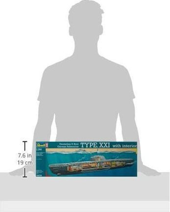 Revell U-Boat XXI Type w. Interieur Modeling Figure Submarine Gray 163 Pieces in Scale 1:144 53.1cm.