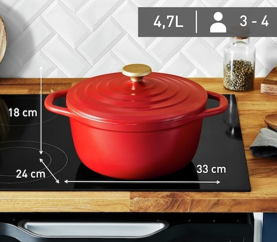 Tefal Air Дълбока Тенджера от Лят Алуминий 4.7лт / 24см