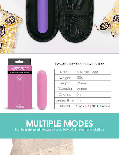 Power Bullet Essential Bullet Vibrator Mini Δονητής Bullet Turquoise